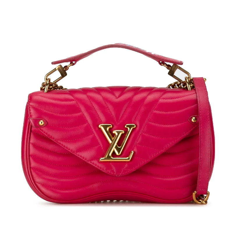 Ladies Louis Vuitton shoulder bags with a magnetic - closure flap for easePink Louis Vuitton New Wave Chain Bag MM Satchel