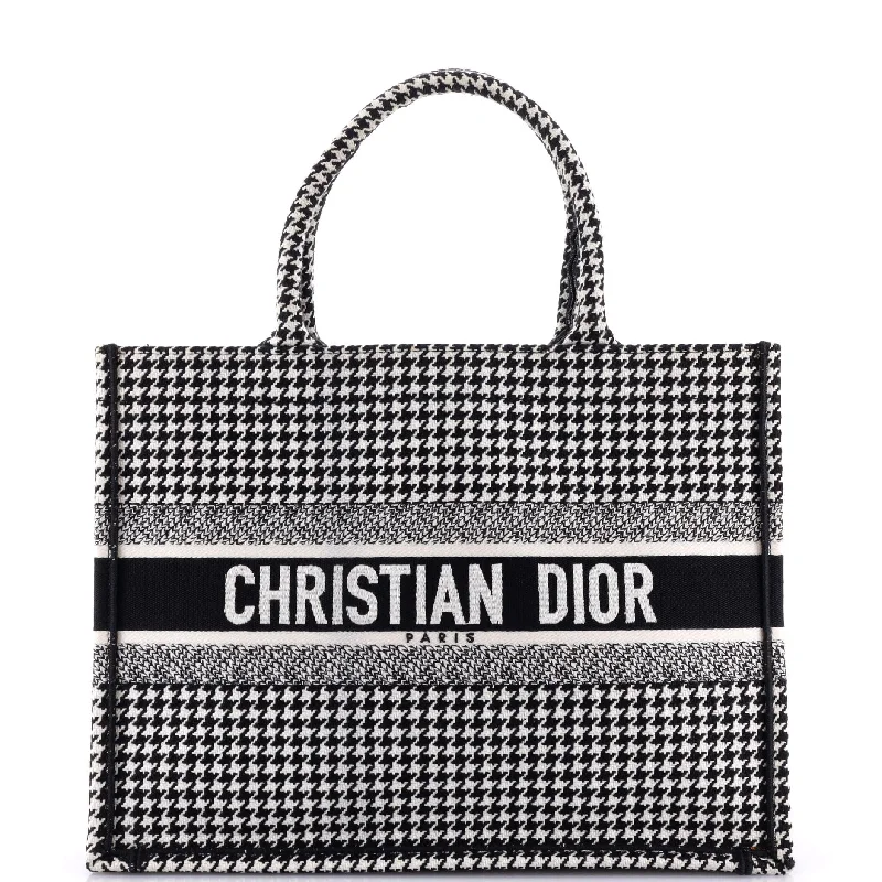 Christian Dior Saddle bags with a patent leather finish for a shiny lookBook Tote Houndstooth Canvas Medium