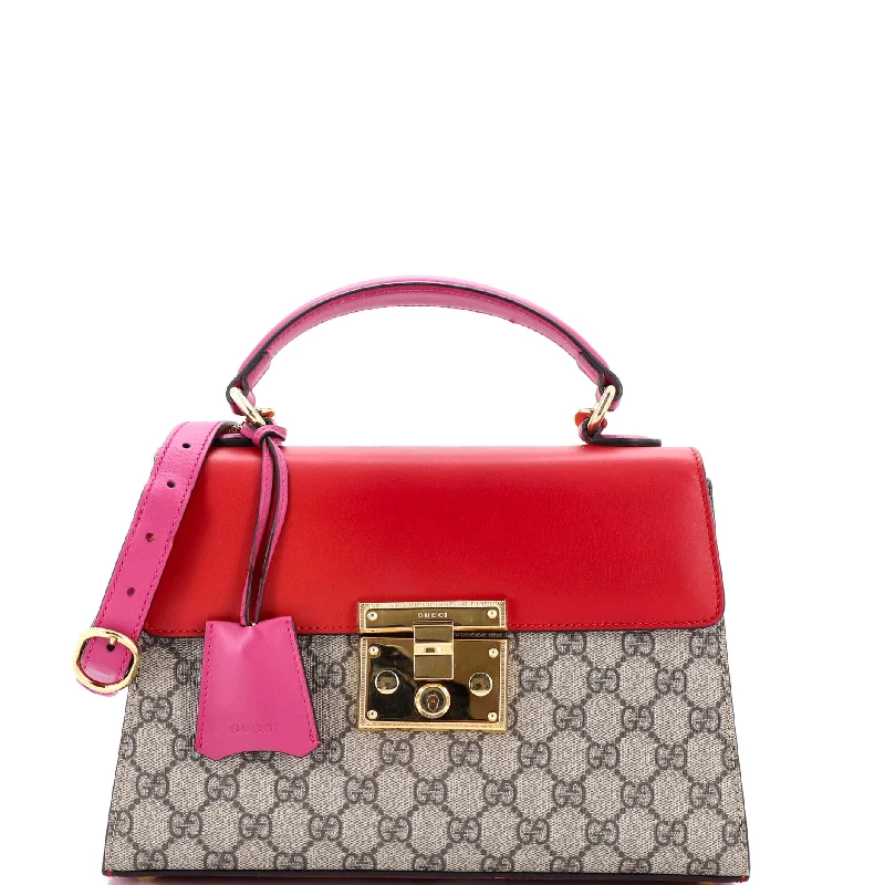 Gucci Marmont bags for women with a snakeskin - effect panelPadlock Top Handle Bag GG Coated Canvas and Leather Small