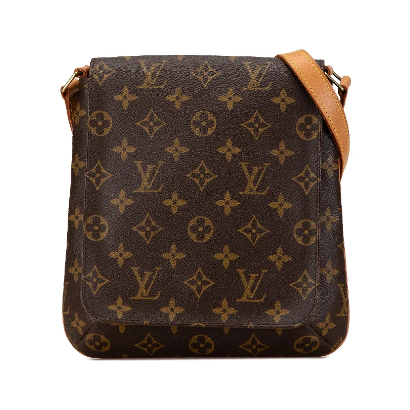 Louis Vuitton handbags with a back - zip pocket for storing valuablesBrown Louis Vuitton Monogram Musette Salsa Short Strap Shoulder Bag