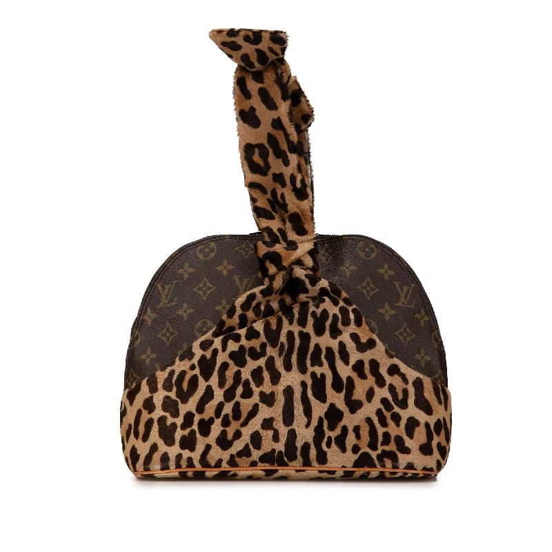 Ladies Louis Vuitton shoulder bags with a tassel decoration for charmBrown Louis Vuitton Azzedine Alaia Monogram Leopard Alma Handbag