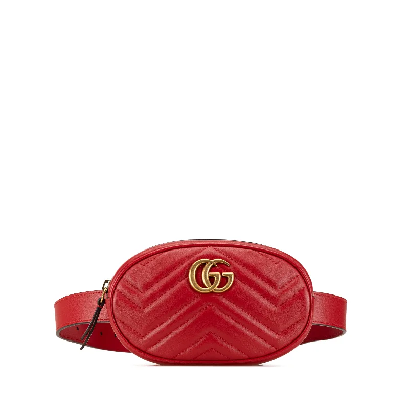 Gucci handbags for women with a metal - framed claspRed Gucci GG Marmont Matelasse Belt Bag