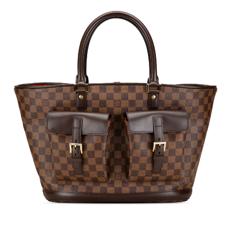 Ladies Louis Vuitton shoulder bags with a wide - width strap for comfortBrown Louis Vuitton Damier Ebene Manosque GM Tote Bag