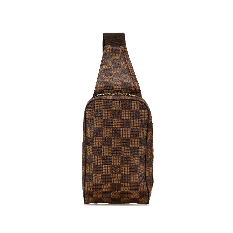 Louis Vuitton bags with a magnetic snap closure for easy accessBrown Louis Vuitton Damier Ebene Geronimos Crossbody Bag