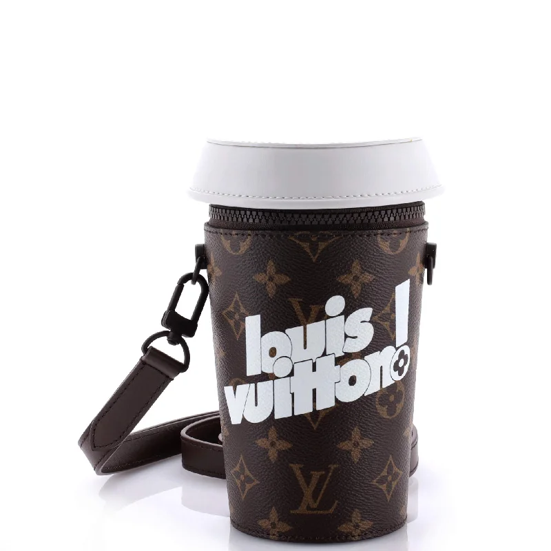 Ladies Louis Vuitton shoulder bags with a single - handle silhouetteCoffee Cup Convertible Pouch Everyday Signature Vintage Monogram Canvas