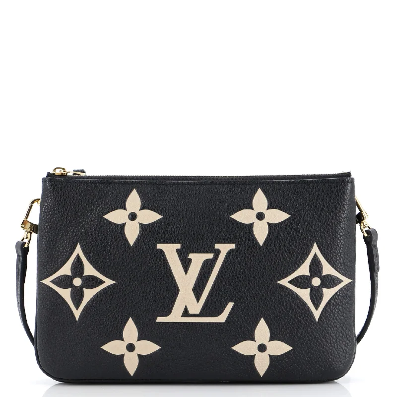 Ladies Louis Vuitton Petite Malle bags with a star - shaped charm for cutenessDouble Zip Pochette Bicolor Monogram Empreinte Giant