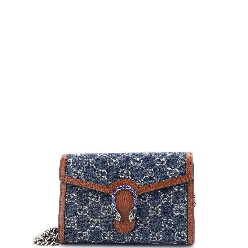 Ladies Gucci handbags with a detachable coin purse insideDionysus Bag GG Denim Mini