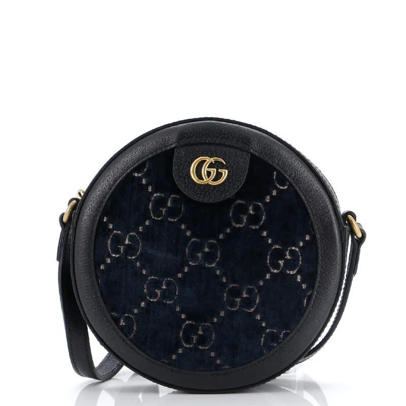 Women Gucci bags with a snap - button closure and a decorative charmOphidia Round Shoulder Bag GG Velvet Mini