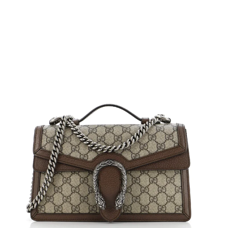 Gucci handbags for women with a patent - leather finishDionysus Top Handle Chain Bag GG Coated Canvas Small