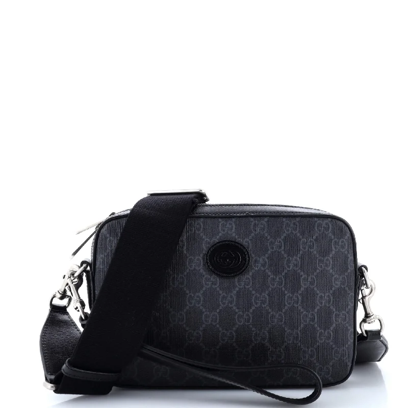 Small - sized Women Gucci shoulder bags for evening outingsInterlocking G Patch Shoulder Bag GG Coated Canvas Small