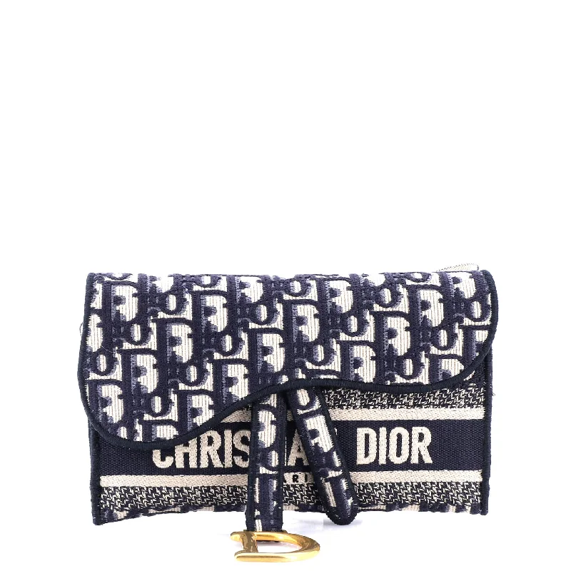 Fashion - forward Christian Dior tote bags for the modern womanSaddle Slim Belt Pouch Logo Embroidered Oblique Canvas