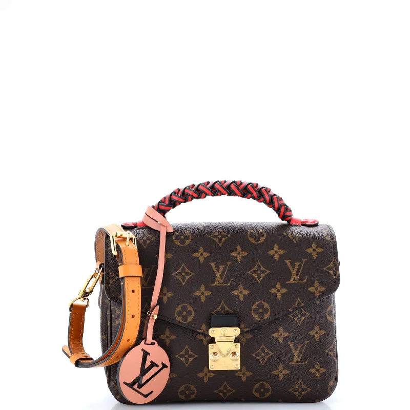 Louis Vuitton bags with a snap - button closure and a decorative charm for styleBraided Handle Pochette Metis Monogram Canvas