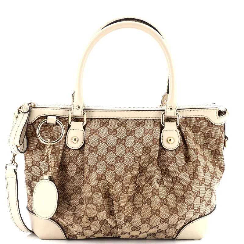 Gucci tote bags for women with a printed Gucci logoSukey Top Handle Satchel GG Canvas Medium