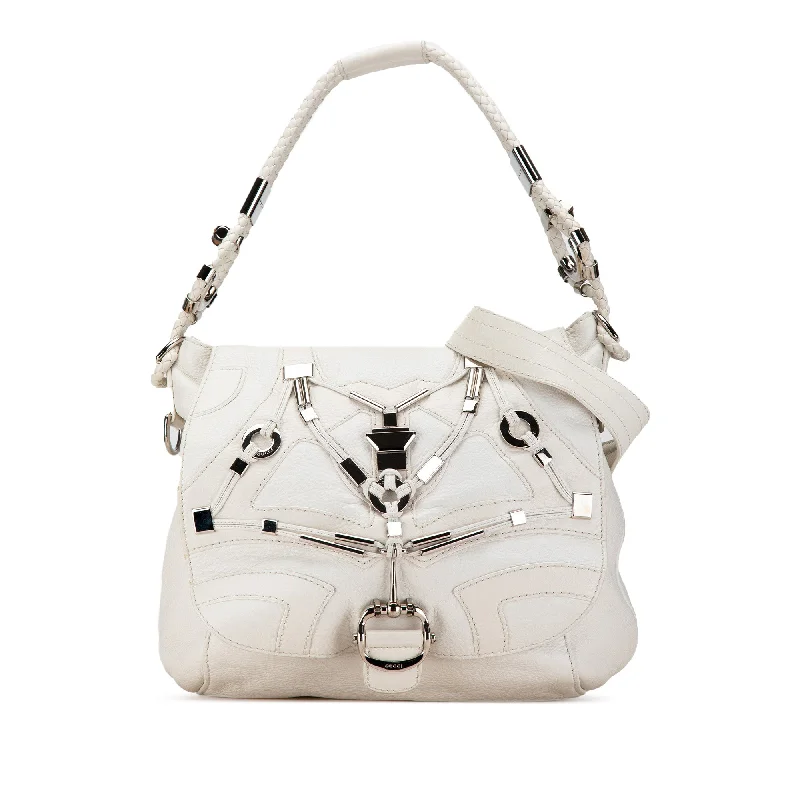 Gucci Marmont bags for women with gold - toned hardwareWhite Gucci Leather Horsebit Techno Satchel