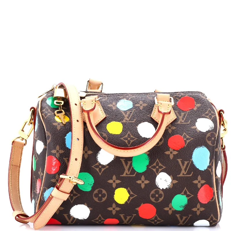 Christian Dior bags with a zip - top closure and multiple compartmentsSpeedy Bandouliere Bag Yayoi Kusama Painted Dots Monogram Canvas 25