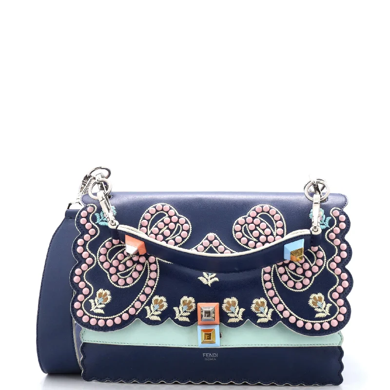 Christian Dior Saddle bags with a distressed leather finishKan I Bag Embroidered Studded Leather Medium