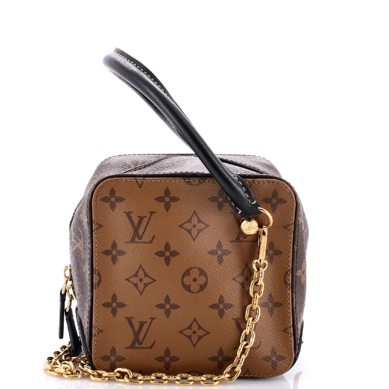 Louis Vuitton Twist bags with a crystal - embellished LV - turnlockSquare Bag Reverse Monogram Canvas