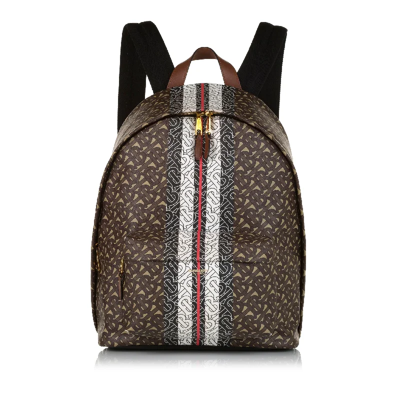 Louis Vuitton bags with a snap - button closure and a decorative charm for styleBrown Burberry Monogram Stripe Backpack