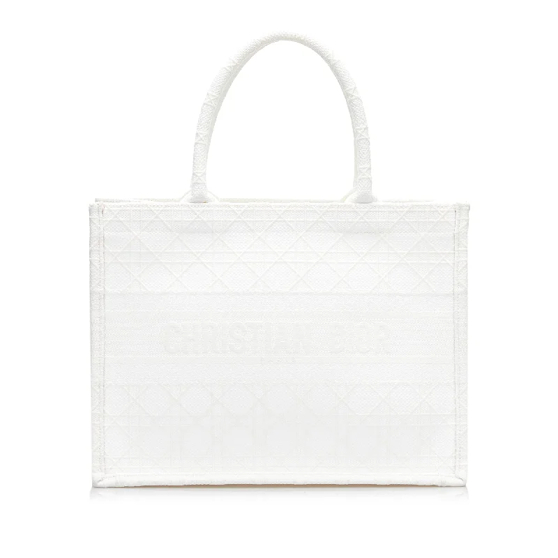 Stylish Christian Dior shoulder bags with a tassel - adorned zipperWhite Dior Medium Cannage Book Tote