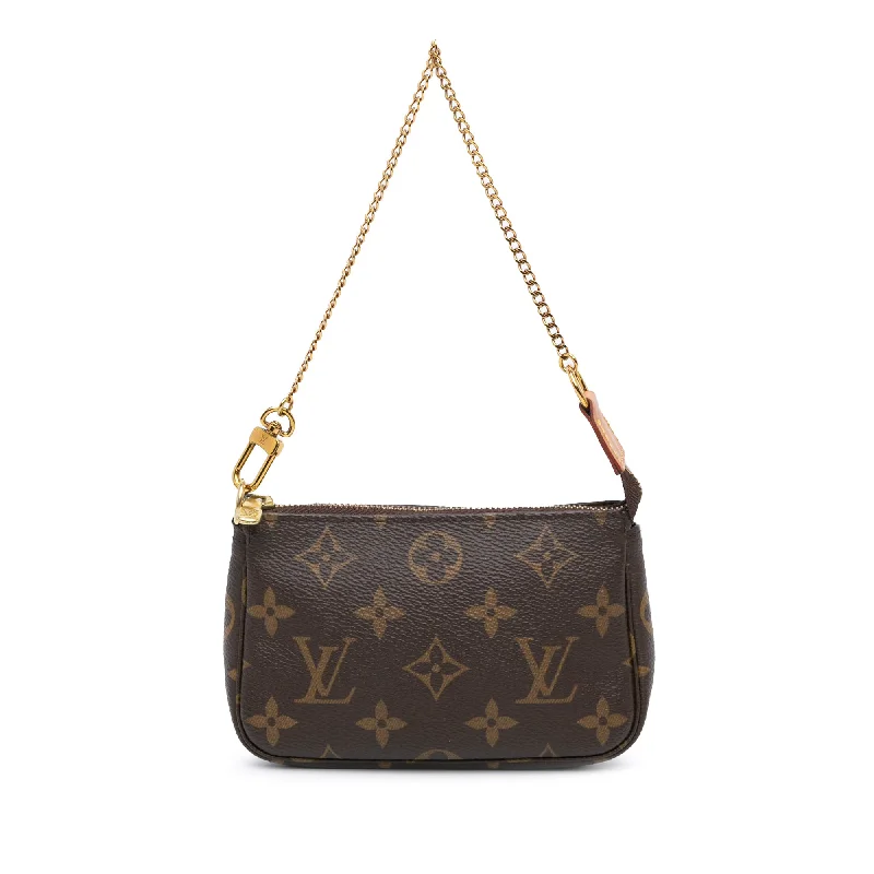 Ladies Louis Vuitton shoulder bags with a magnetic - closure flap for easeBrown Louis Vuitton Monogram Mini Pochette Accessoires Handbag