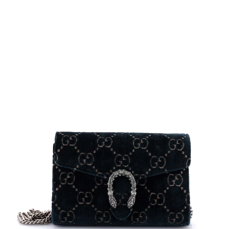 Gucci handbags for women with a back - zip pocketDionysus Chain Wallet GG Velvet Small