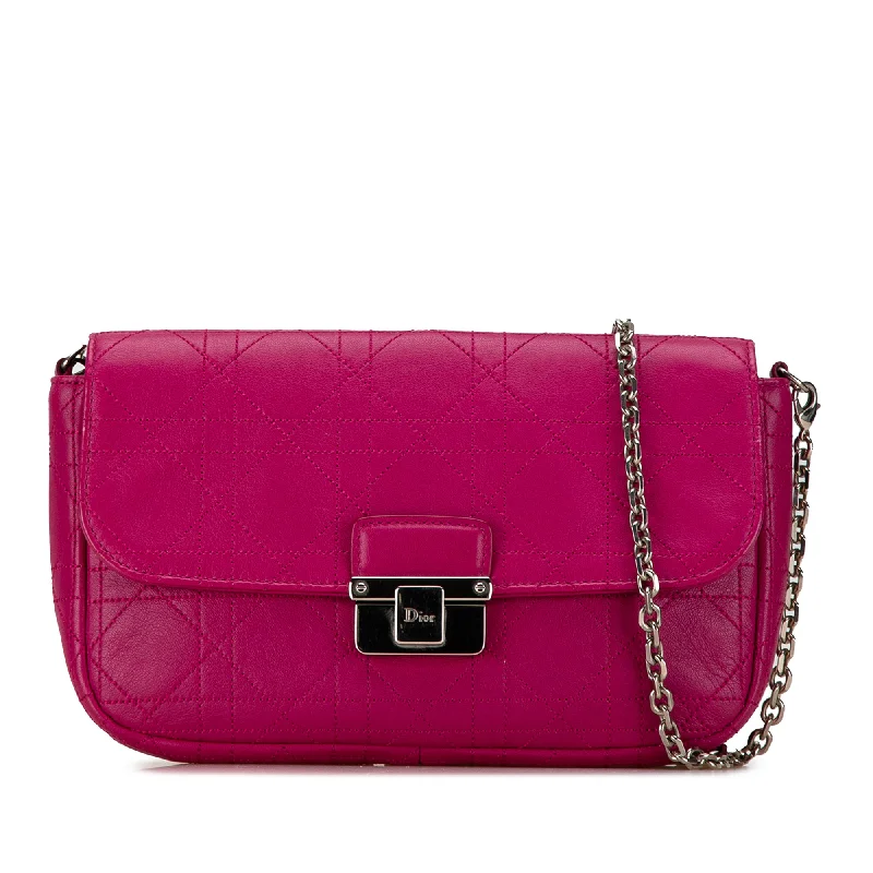 Christian Dior tote bags with a double - handle and shoulder - strap optionPurple Dior Calfskin Cannage Diorling Wallet on Chain Crossbody Bag