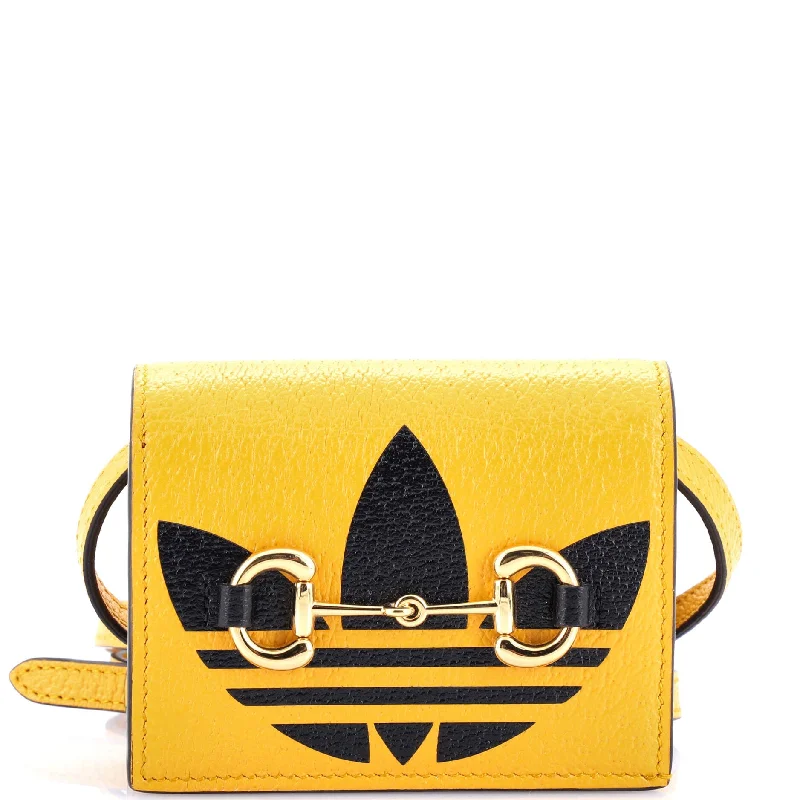 Women Gucci bags with a detachable mobile phone holderx adidas Horsebit Flap Card Case on Strap Leather