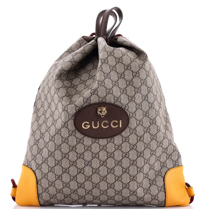 Women Gucci Sylvie bags with a detachable ribbon detailNeo Vintage Drawstring Backpack GG Coated Canvas Large