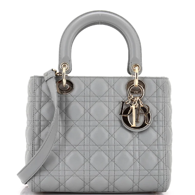 Christian Dior handbags with a snap - button closure and a decorative buckleLady Dior Bag Cannage Quilt Lambskin Medium