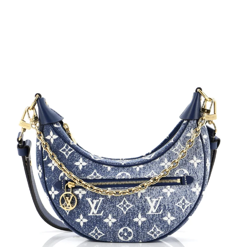 Ladies Louis Vuitton Petite Malle bags in a pastel color for a soft lookLoop Handbag Monogram Jacquard Denim