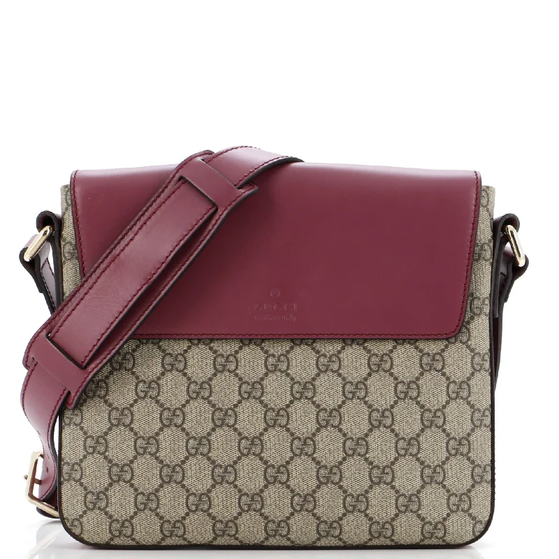 Women Gucci crossbody bags with a keychain holderFlap Messenger Bag GG Coated Canvas with Leather Medium