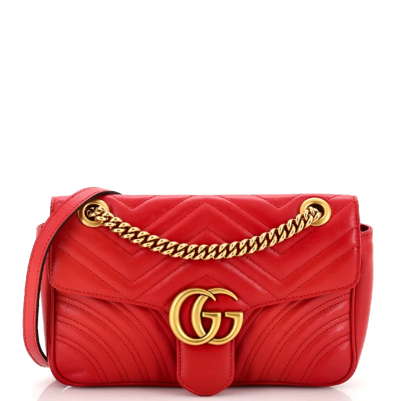 Women Gucci bags with a chain - link trim and a leather bodyGG Marmont Flap Bag Matelasse Leather Medium