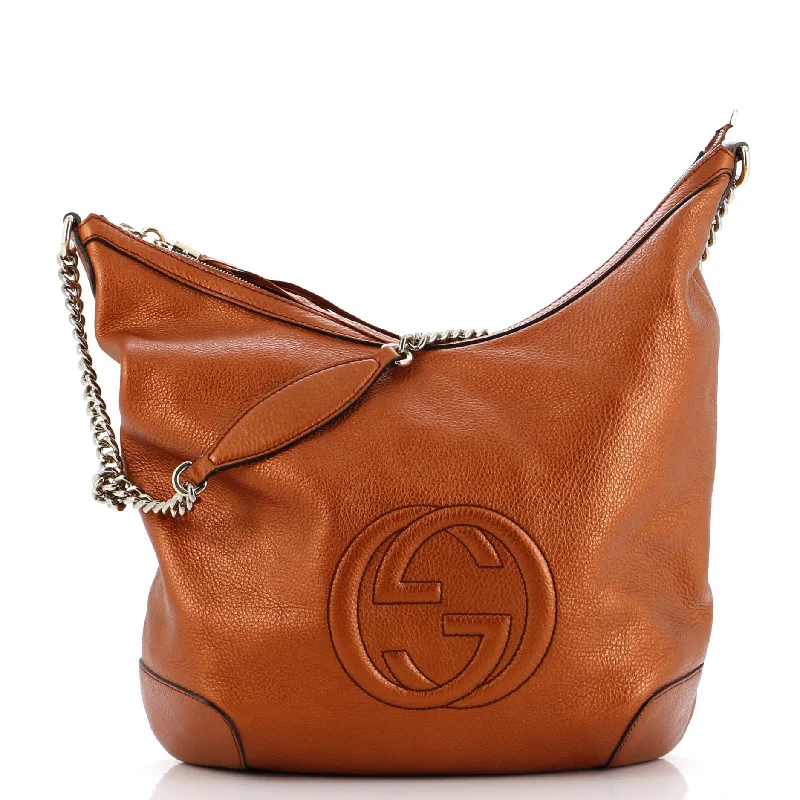 Women Gucci bags with a snap - button closure and a decorative charmSoho Chain Hobo Leather Medium