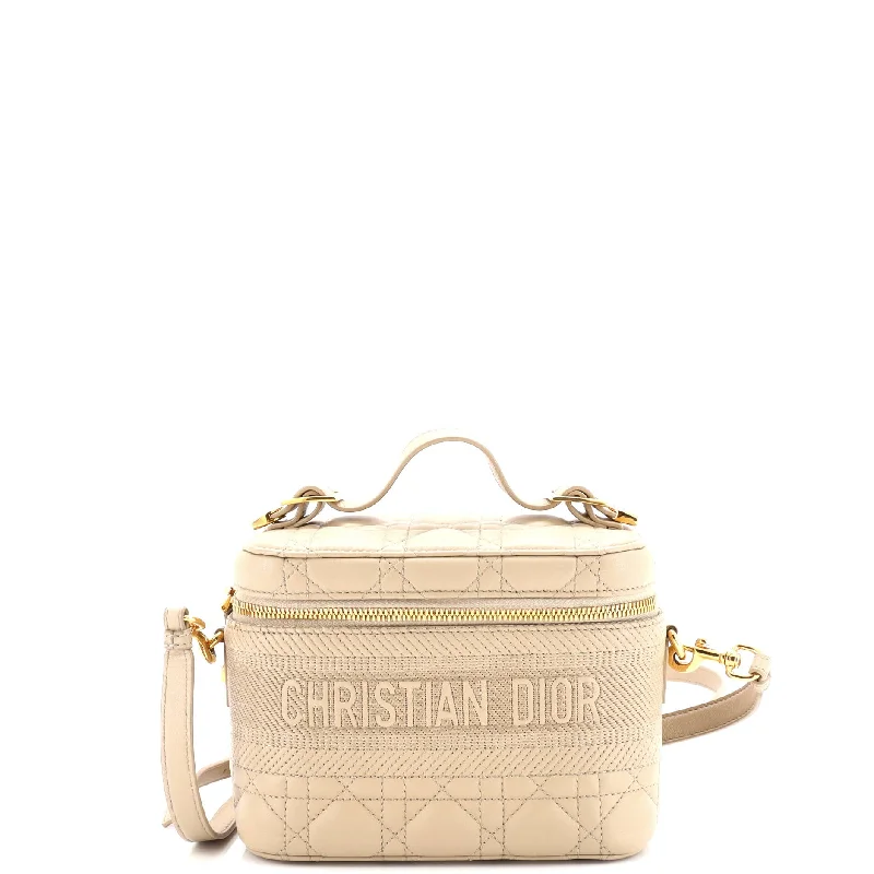 Christian Dior Saddle bags with a studded trim for a bold lookDiorTravel Convertible Vanity Case Cannage Quilt Lambskin Small