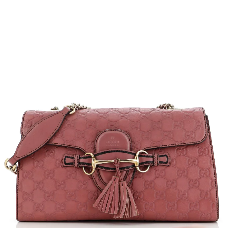 Women Gucci bags with a chain - link trim and a leather bodyEmily Chain Flap Bag Guccissima Leather Medium