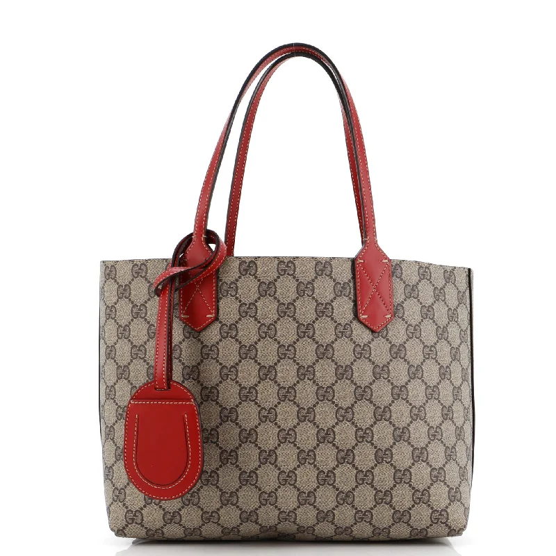 Women Gucci Sylvie bags with a detachable ribbon detailReversible Tote GG Print Leather Small