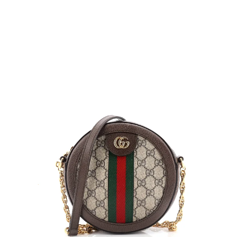 Women Gucci bags with a front - flap pocket for quick - access itemsOphidia Round Shoulder Bag GG Coated Canvas Mini