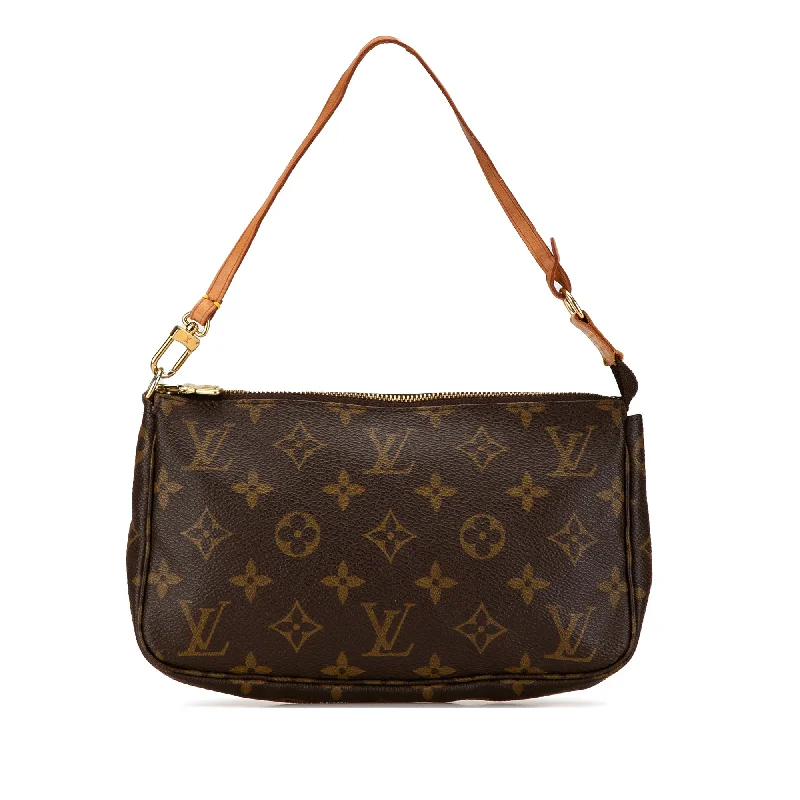 Ladies Louis Vuitton shoulder bags with a single - handle silhouetteBrown Louis Vuitton Monogram Pochette Accessoires Shoulder Bag