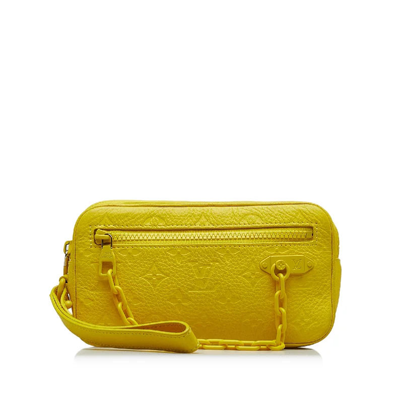 Ladies Louis Vuitton Capucines bags with gold - toned hardwareYellow Louis Vuitton Monogram Taurillon Pochette Volga Clutch Bag