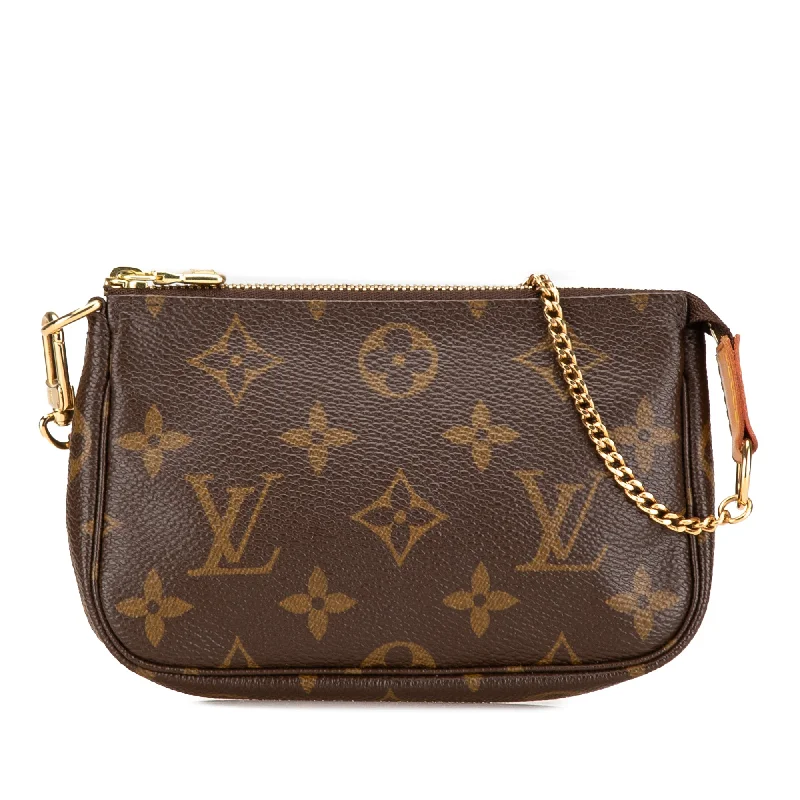 Louis Vuitton backpacks with a padded back panel for comfort during long - wearBrown Louis Vuitton Monogram Mini Pochette Accessoires Handbag