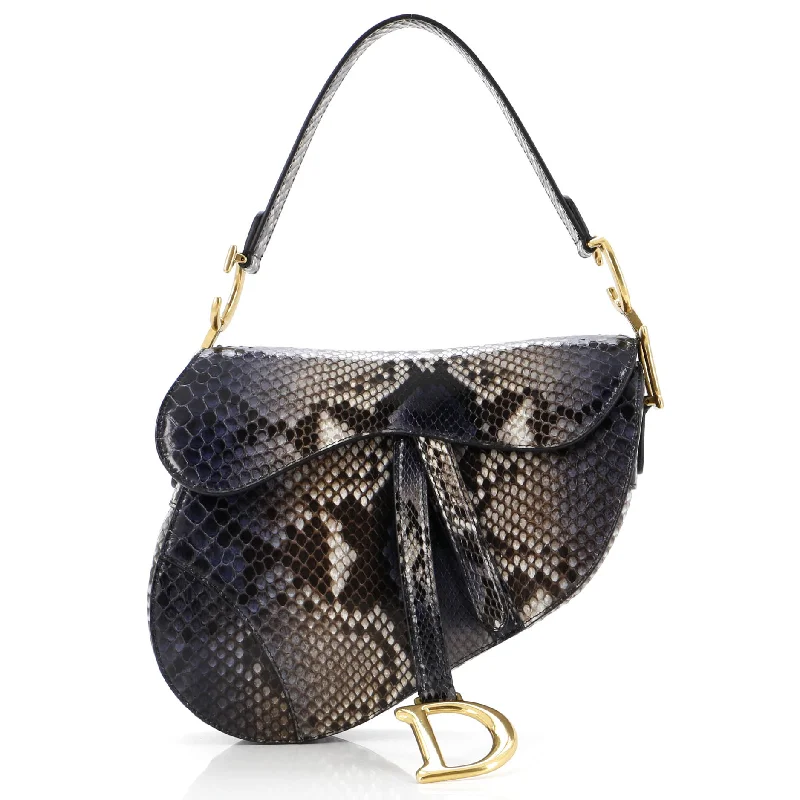 Contemporary Christian Dior handbags with a unique shapeSaddle Handbag Python Medium