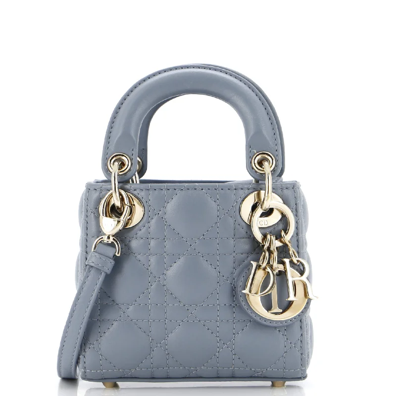 Christian Dior crossbody bags with a front - flap pocket for easy accessLady Dior Bag Cannage Quilt Lambskin Micro