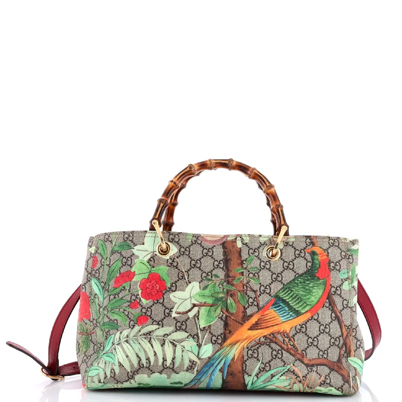 Gucci Marmont bags for women with gold - toned hardwareBamboo Shopper Tote Tian Print GG Coated Canvas Medium