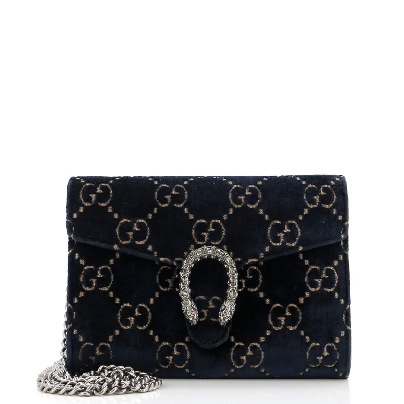 Gucci Marmont bags for women with a snakeskin - effect panelDionysus Chain Wallet GG Velvet Small