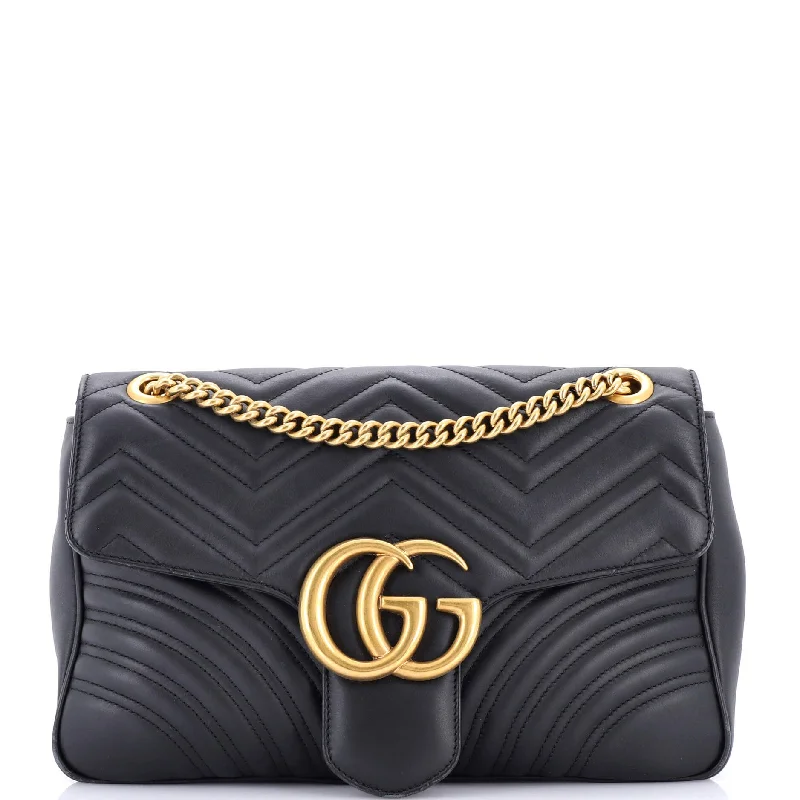 Ladies Gucci shoulder bags with a single - handle designGG Marmont Flap Bag Matelasse Leather Medium