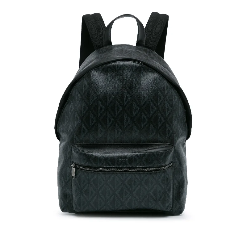 Christian Dior backpacks with a sleek, minimalist silhouetteBlack Dior CD Diamond Rider Zipped Backpack