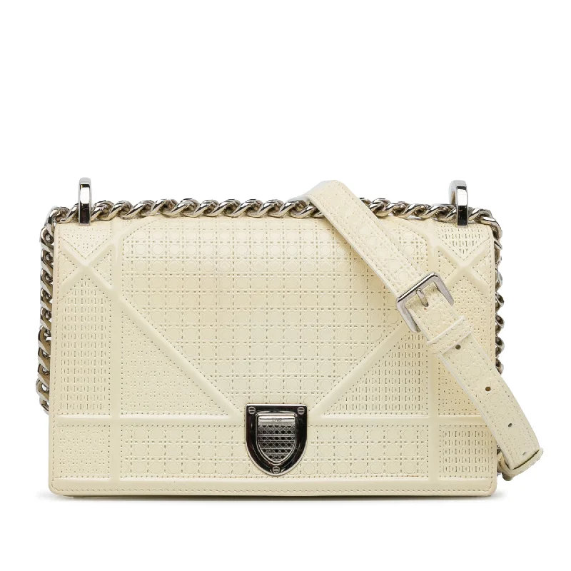 Christian Dior crossbody bags with a front - flap pocket for easy accessWhite Dior Medium Patent Diorama Crossbody Bag