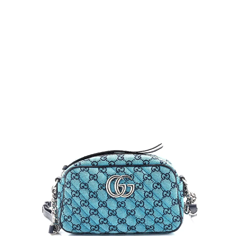 Women Gucci bags with a zip - around closure for securityGG Marmont Shoulder Bag Diagonal Quilted GG Canvas Small