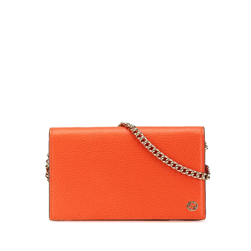 Women Gucci bags with a detachable mirror insideOrange Gucci Leather Betty Wallet on Chain Crossbody Bag