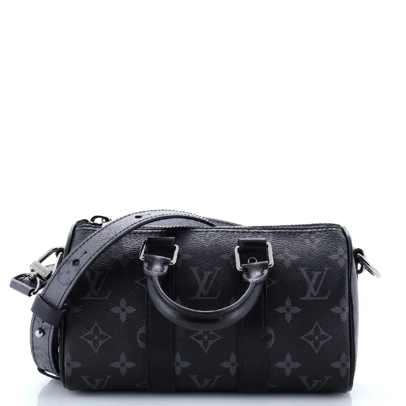 Louis Vuitton handbags with a patent - leather finish for a shiny lookKeepall Bandouliere Bag Reverse Monogram Eclipse Canvas XS